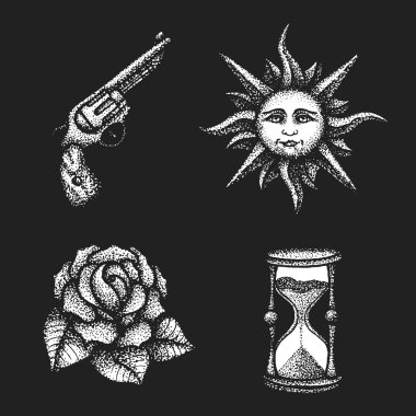 Vintage oyma illüstrasyonlar se vektör