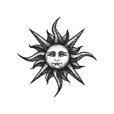 Güneş illustratio vektör el çekilmiş