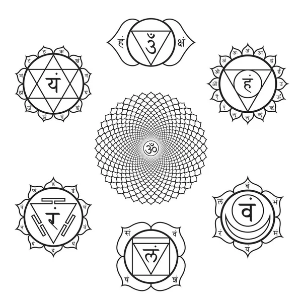 Векторні символи чакри набір ілюстрацій — стоковий вектор