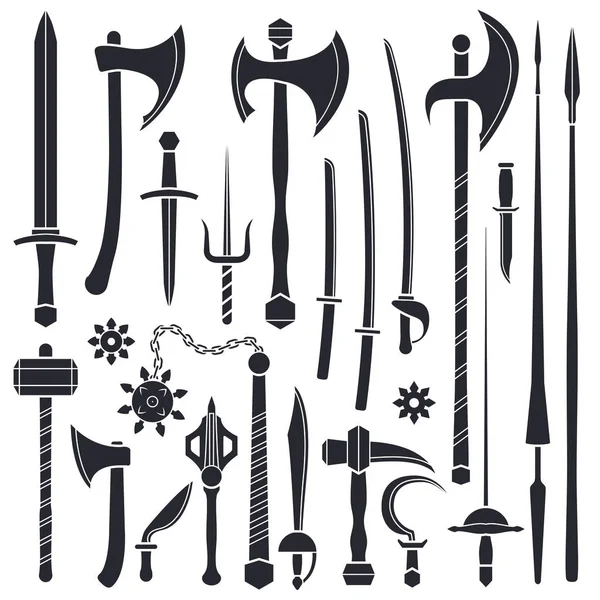 Medieval cold steel arms collection — Stock Vector