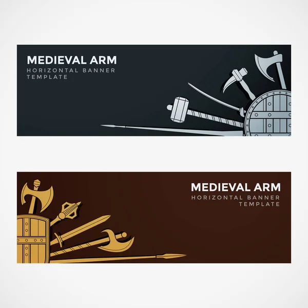 Medieval cold steel arms banner — Stock Vector