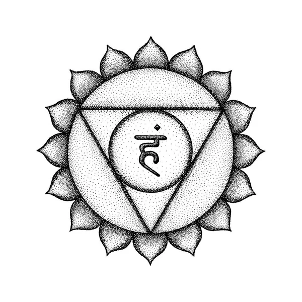 Chakra dibujado a mano Vishuddha illustratio — Archivo Imágenes Vectoriales