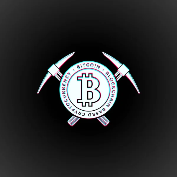 Bitcoin mining logo sig — стоковый вектор