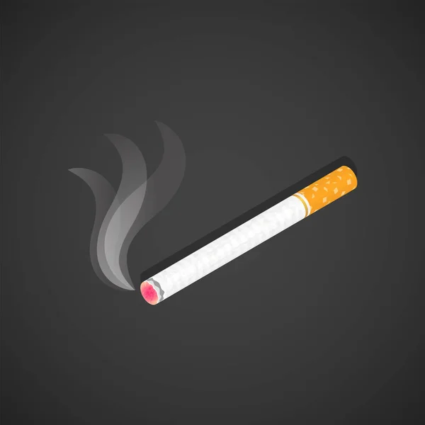 Quemadura isométrica ilustración habitual cigarrillo — Vector de stock