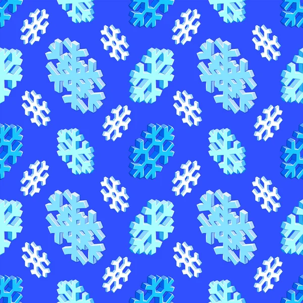 Isometric snowflake seamless patter — Stock Vector
