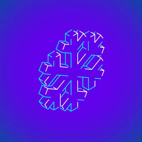 Copo de nieve geométrico isométrico ilustración — Vector de stock