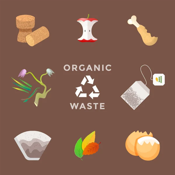 用茶袋过滤咖啡蛋壳回收利用有机堆肥废物管理E — 图库矢量图片