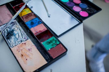 Makyaj yapmak için boya paleti. Makyaj için boya. makyaj için renk paleti