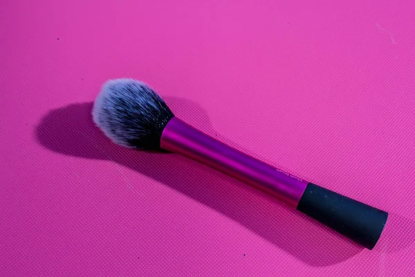Escova Maquiagem Fundo Rosa Foto Textura Fundo Macro Para Publicidade — Fotografia de Stock