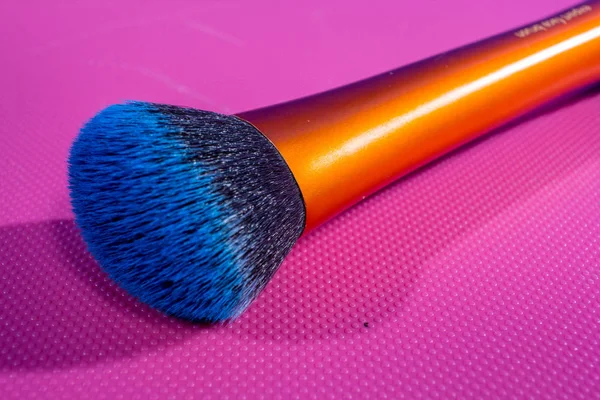 Make Borstel Roze Achtergrond Macro Achtergrond Textuur Foto Voor Reclame — Stockfoto