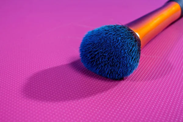 Makeup Brush Pink Background Macro Background Texture Photo Advertising Brush — Stock Photo, Image