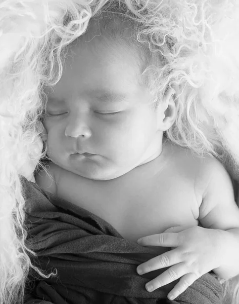 Czarno Biały Portret Ujęcie Makro Mama Jej Dziecko Koncepcja Szczęśliwej — Zdjęcie stockowe