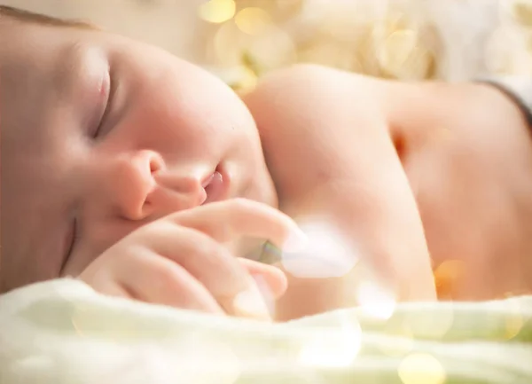 Recién Nacido Lindo Dormido Pequeño Retrato Bebé Macrofoto Mamá Bebé — Foto de Stock