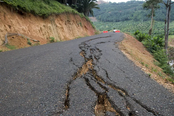 Cracked asphalt road. — Stock Photo, Image