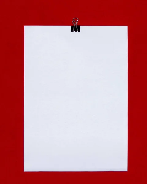 White paper on red frieze fabric cloth texture background