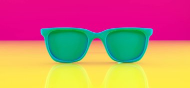 3D render renkli arka plan üzerinde gerçekçi güneş gözlüğü