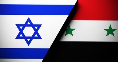 İsrail ve Suriye kavramı gerçekçi bayrakları 3d render