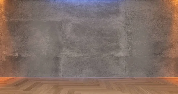 Chambre vide réaliste avec mur en béton et plancher en bois — Photo