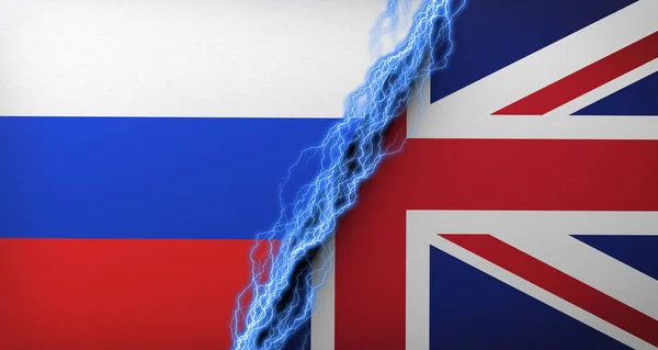 3D Rendering Of United Kingdom Vs Rússia Bandeira Conceito — Fotografia de Stock