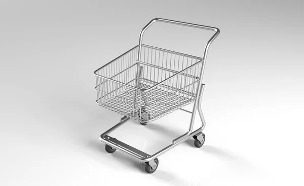3D Rendering Of Realistic Supermarket Metal Shopping Cart