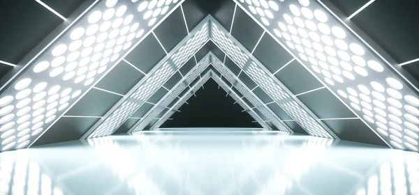 Τρισδιάστατη απεικόνιση του διαδρόμου Sci-Fi αφηρημένη ρεαλιστική τρίγωνο — Φωτογραφία Αρχείου