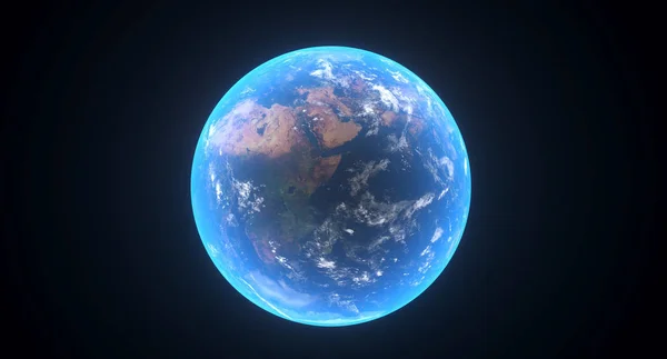 Rendering 3D del pianeta Terra realistico con bagliore — Foto Stock