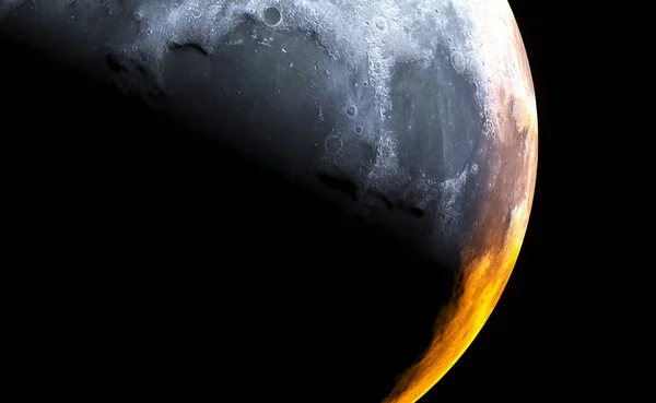 Rendering 3D del primo piano realistico della luna — Foto Stock