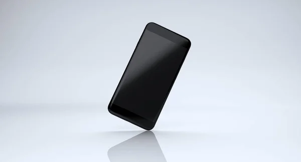 3D Rendering Of Realistic Black Smartphone On White Background — Stock Photo, Image