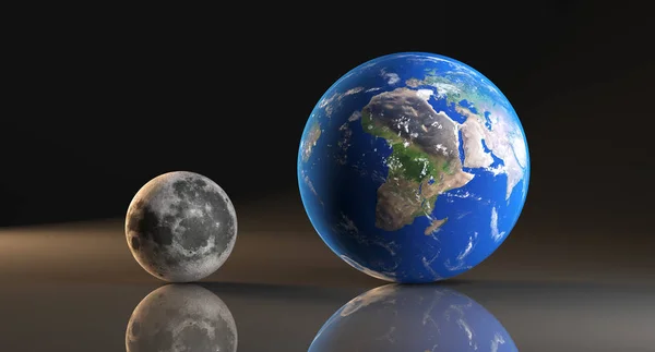 Renderização 3D de Planeta e Lua da Terra Realista — Fotografia de Stock