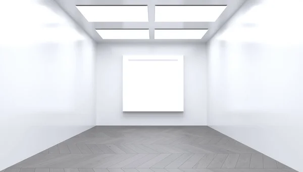 Sala de galería moderna realista con gran marco vacío — Foto de Stock