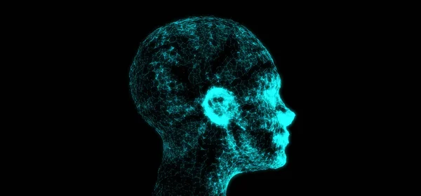 Pleksus bağlantısı insan yüzü üzerinde Net — Stok fotoğraf