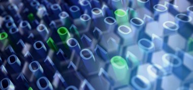 Altıgen arka plan üzerinde soyut ikili kod