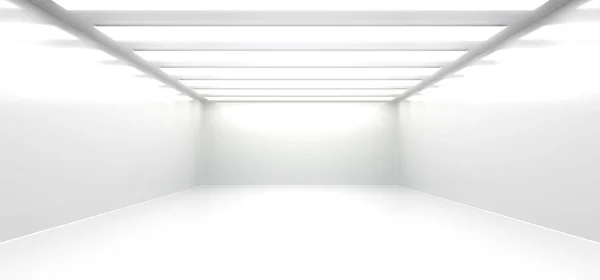 Quarto branco vazio realista com luzes — Fotografia de Stock