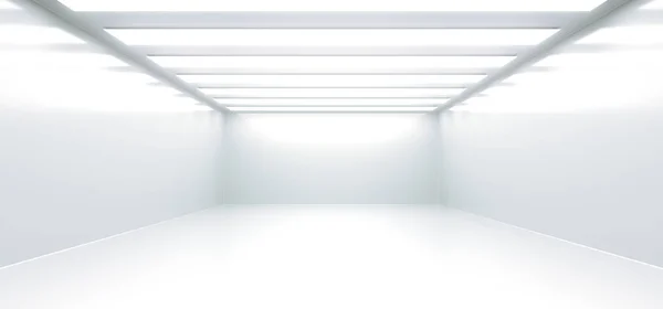 Sala blanca vacía realista con luces — Foto de Stock
