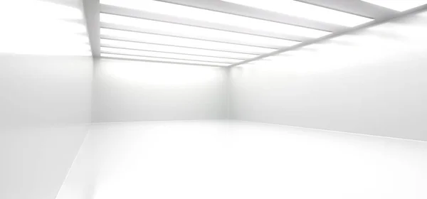 Sala blanca vacía realista con luces — Foto de Stock