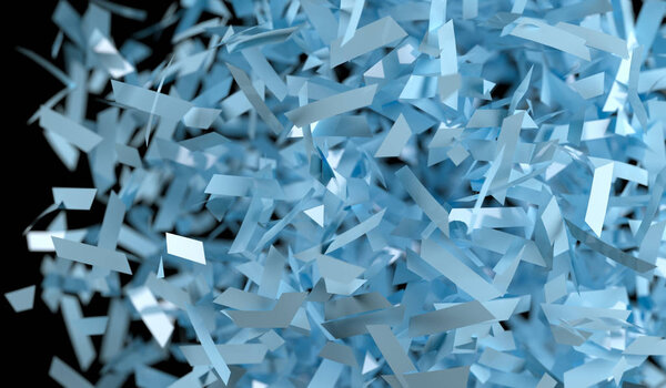 Летающие хаотические голубые частицы
