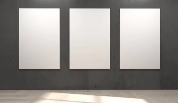 Beton duvara asılı boş beyaz Poster — Stok fotoğraf