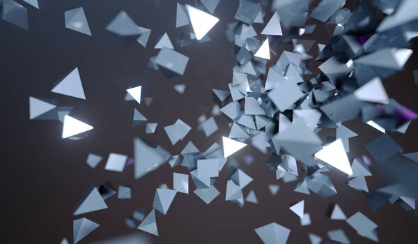 Абстрактные летающие хаотичные пирамиды
