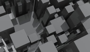 Soyut farklı boyut cam küpler