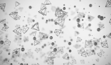 Uçan kaotik parçacık küreler ve Piramitler soyut