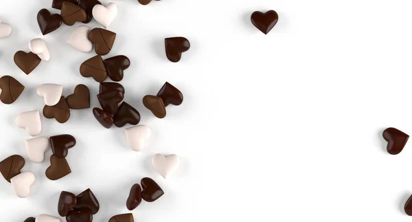 Realistas Diferentes Tipos Corações de Chocolate — Fotografia de Stock