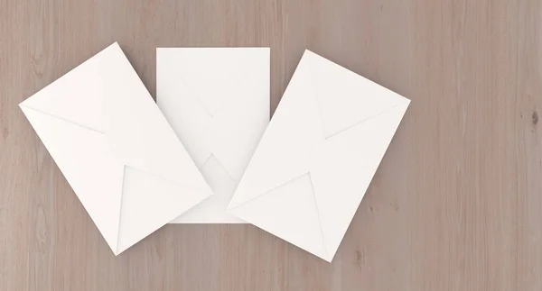 Cartas de correio realista na superfície de madeira — Fotografia de Stock