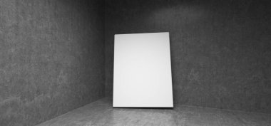 Köşesinde boş posterler gerçekçi beton Oda