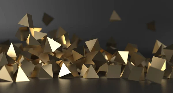 抽象的なカオス ゴールド ピラミッド背景 — ストック写真