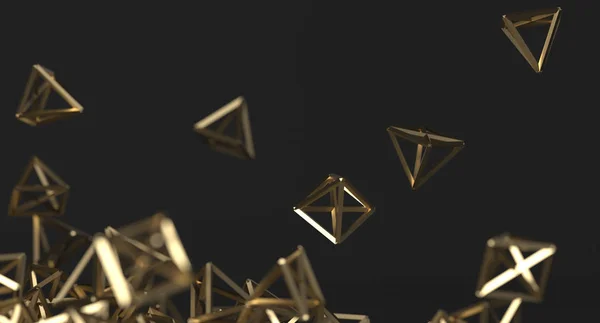 Абстрактні хаотичні золоті піраміди фон — стокове фото