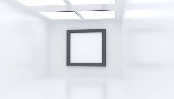 真实的现代画廊房间与空的框架 — 图库照片