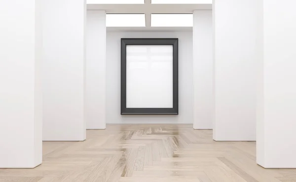 Sala de galería moderna realista con marcos vacíos — Foto de Stock