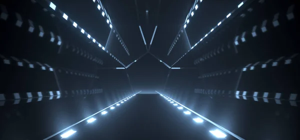 Реалістичний темний коридор зі світлом на підлозі — стокове фото