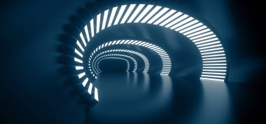 Gerçekçi yuvarlak Sci-Fi koridor ışıkları ile