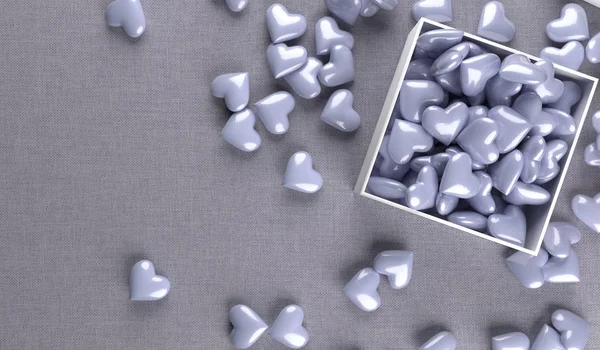 Nyissa meg a ajándék doboz tele lila szív — Stock Fotó